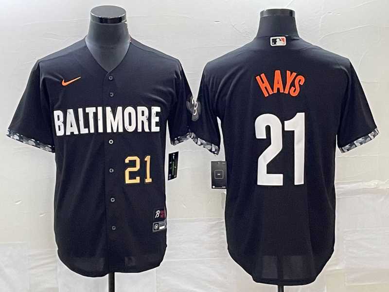 Men%27s Baltimore Orioles #21 Austin Hays Number Black 2023 City Connect Cool Base Stitched Jersey->baltimore orioles->MLB Jersey